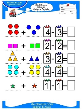 Çocuklar İçin toplam işlemi yaprak testleri 